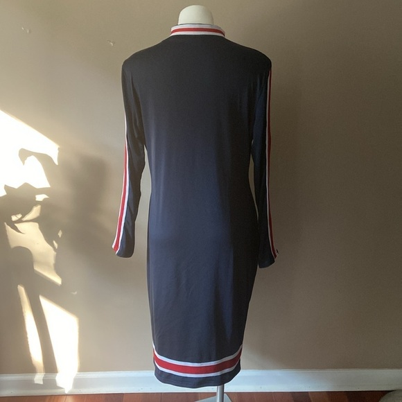 Navy Blue And Red Striped Long Sleeve  Plus Size 2X Midi Dress - Picture 3 of 7